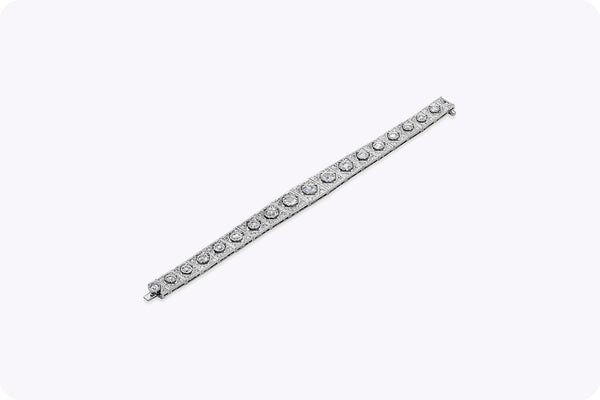 6.30 Carat Total Brilliant Round Diamond Art Deco Fashion Bracelets