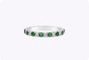 0.52 Carats Alternating Round Green Emerald and Diamond Half Eternity Wedding Band in White Gold
