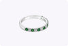 0.52 Carats Alternating Round Green Emerald and Diamond Half Eternity Wedding Band in White Gold
