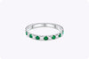 0.50 Carats Total Round Cut Alternating Emerald and Diamond Wedding Band in White Gold