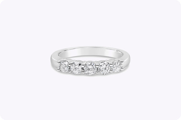 0.75 Carat Round Diamond Five-Stone Wedding Band Ring in Platinum