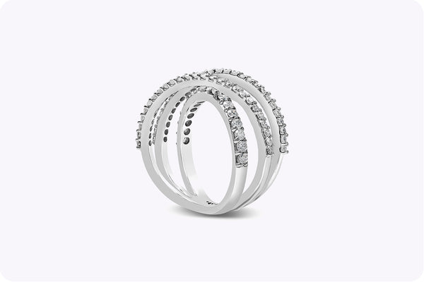 1.24 Carats Brilliant Round Cut Diamond Intertwined Fashion Ring in White Gold