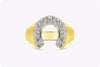 Vintage 0.40 Carats Brilliant Round Diamond Horseshoe Design Men's Ring in Yellow Gold
