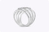 2.02 Carats Total Mixed Cut Diamonds Multi-Row Fashion Ring in White Gold