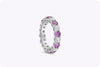 4.58 Carats Total Alternating Pink Sapphire and Diamond Eternity Wedding Band in Platinum