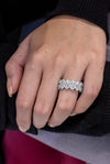 4.25 Carats Marquise Cut Diamonds Halo Eternity Fashion Ring in Platinum