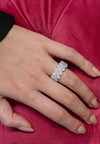 4.25 Carats Marquise Cut Diamonds Halo Eternity Fashion Ring in Platinum