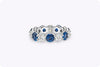 6.95 Carats Total Alternating Round Blue Sapphire and Diamond Eternity Wedding Band in Platinum