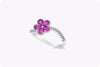 0.86 Carats Total Pear Shape Pink Sapphire Flower Fashion Ring in White Gold
