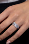 1.15 Carat Cushion Cut Diamond Halo Four-Stone Wedding Band in White Gold