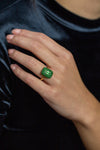 1.57 Carats Total Mixed-Cut Green Tsavorite Fashion Ring in Yellow Gold