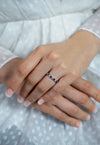 1.79 Carat Total Blue Sapphire and Diamond Eternity Wedding Band Ring in White Gold