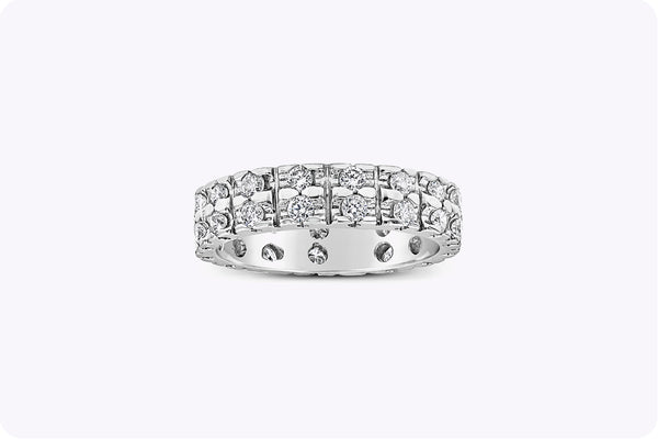 Double-Row Round Diamond Eternity Wedding Band