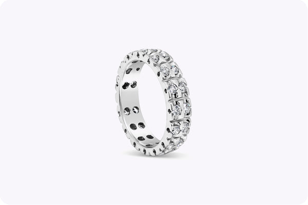 Double-Row Round Diamond Eternity Wedding Band