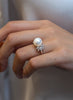 0.87 Carat Total Pearl with Marquise Cut Diamond Cocktail Ring in White Gold