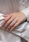 4.03 Carats Total Three Row Round Cut Diamond Wedding Band Ring in White Gold