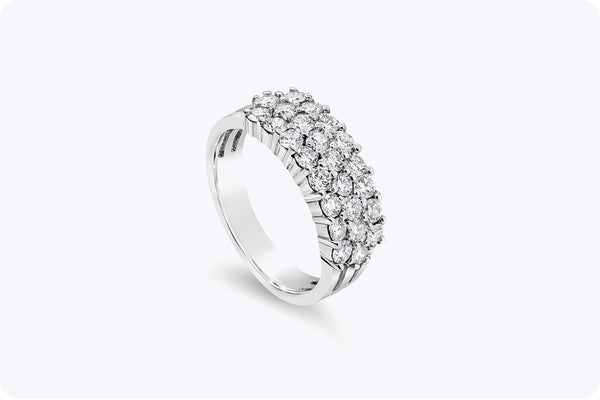 Three-Row Round Diamond Half-Way Ring