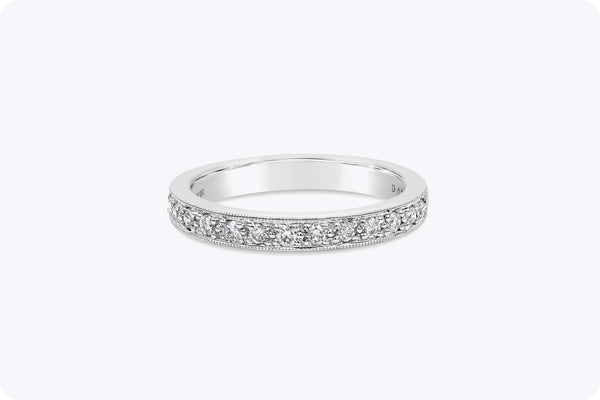 0.26 Carat Total Round Diamond Antique Style Wedding Band Ring in Platinum