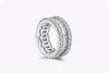1.96 Carats Total Baguette and Round Diamond Three-Row Eternity Wedding Band in White Gold