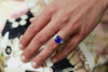 Cartier AGL Certified 4.99 Carat No-Heat Blue Sapphire Three-Stone Engagement Ring in Platinum